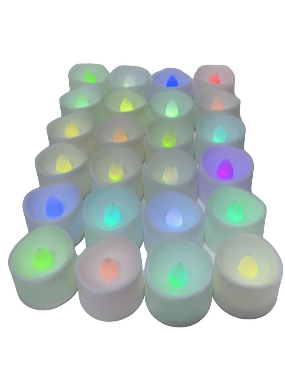 LED Tea Light Candles Multi-Colour Set of 24 Mini Candle Lights Red, Blue, Green